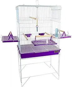 Viveiro Gaiola Confort Triplex para Calopsita e Aves com Argolas, Comedouros e Bebedouro (Lilas)