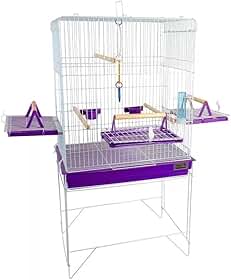 Viveiro Gaiola Confort Triplex para Calopsita e Aves com Argolas, Comedouros e Bebedouro (Lilas)