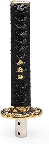 Miniatura 2 de WENJTP Racing Katana Samurai Sword Shift Pomo de cambio Katana Cortex disco universal ajuste para autos manuales con adaptadores negro + negro (7.9