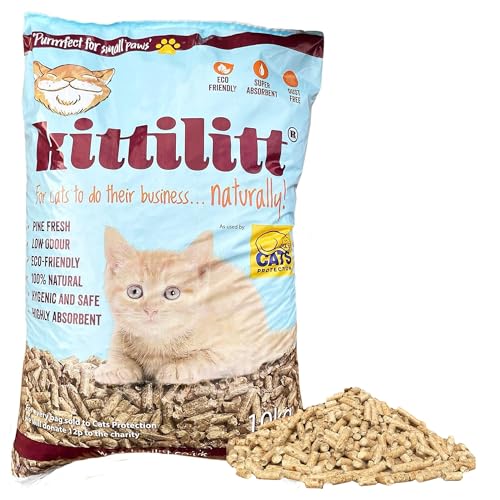 Premium KittiLitt Cat Litter Ultra Absorbent Wood Pellets 20L - 100% Natural Biodegradable Eco-Friendly High Absorbency & Pet-Friendly wooden Pellets