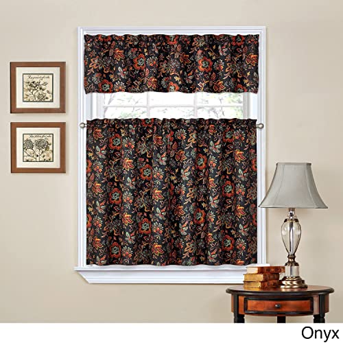 Image of Waverly Kitchen Window Tier & Valance Curtains Set, Crimson, 52 inch x 36 inch