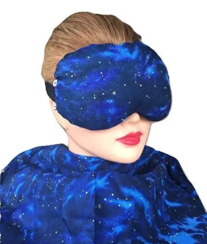 Eye Mask Lavender Eucalyptus, Sinus, Herbal Pack, Hot Cold Pack, Heat Wrap,Organic, Flax Seed, Microwave Therapy, Sleep Mask, Yoga Meditation Eye Pillow, Blue Celestial Star