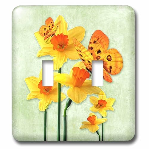Interruptor de doble palanca con diseño Daffodils and Butterfly brillante 2