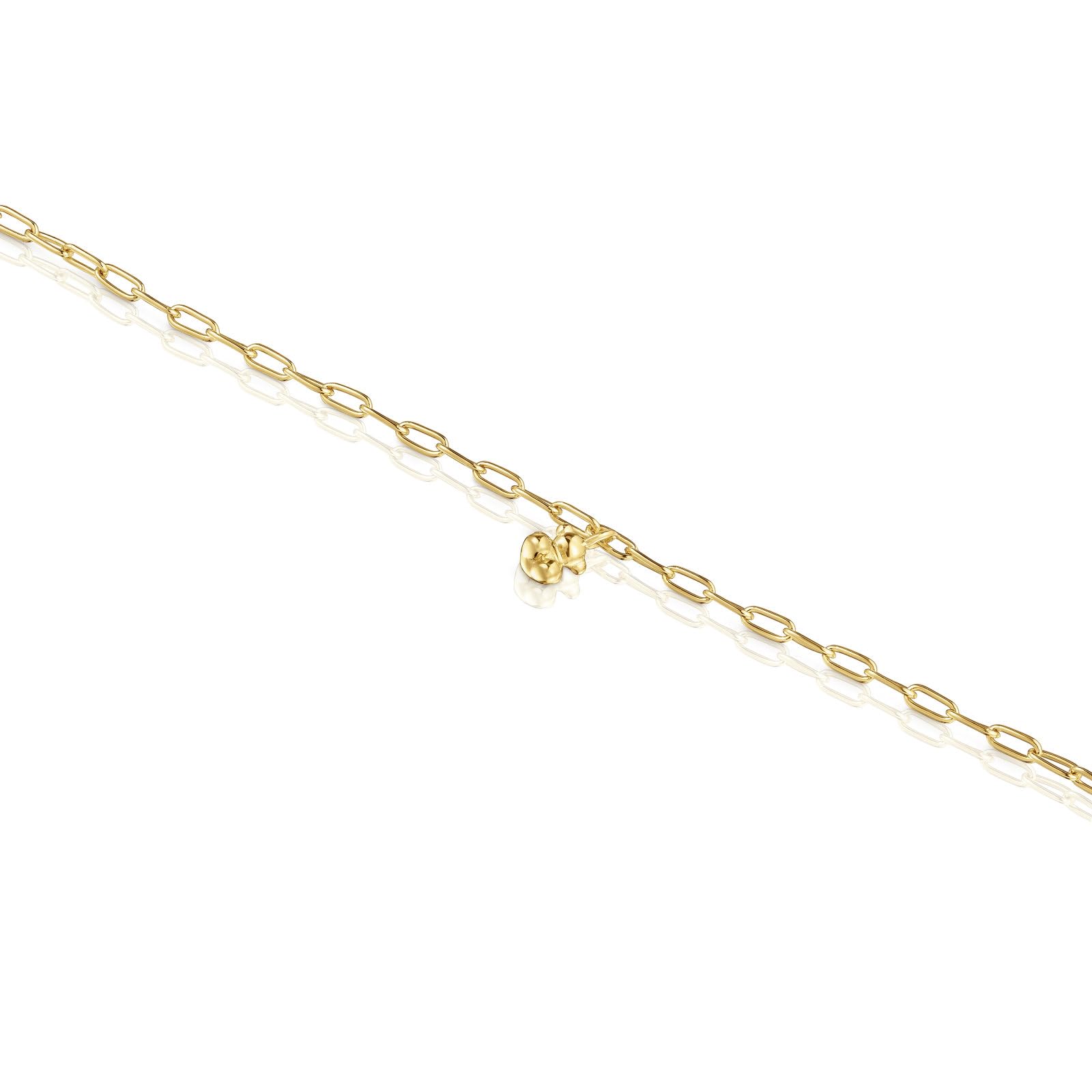 TOUS Pulsera Cadena para Mujer con Baño de Oro 18 Kt sobre Plata de Primera Ley y Anillas Ovales, Colección Bold Bear