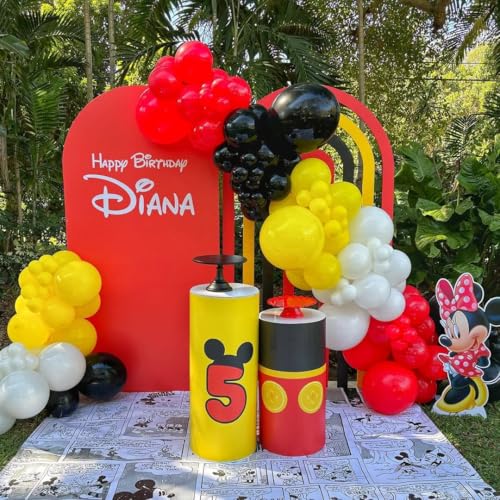 Image of KBZVNAF Red Yellow Black Latex Balloons - 60 Pack 12 inch Red Yellow Black Confetti Party Balloons for Birthday, Baby Shower, Wedding, Bridal Shower, Mouse Theme Party Decorations