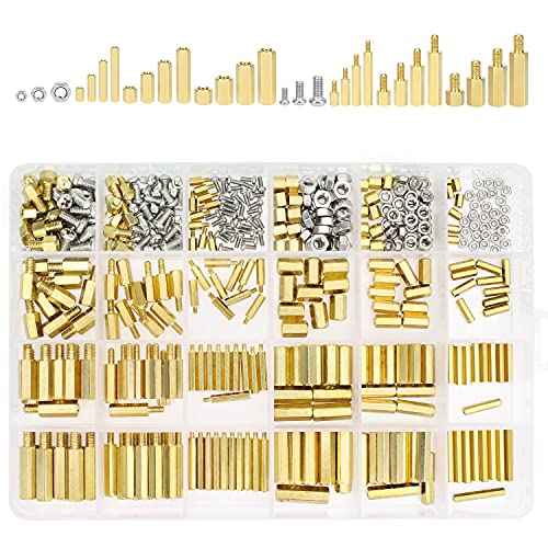 Helifouner 420 Pieces M2 M3 M4 Male Female Hex Brass Spacers Standoffs Screws Nuts Assortment Kit With A Tweezers #TOP1