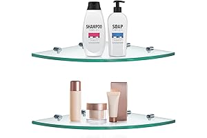 2 Pcs. Tempered Glass Corner Shelf, 9.5" Wall Mounted Bathroom Organizer