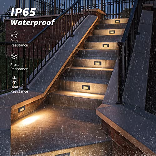 Image of SUNVIE Low Voltage Step Lights Outdoor 5W LED Stair Lights with Horizontal Louver Faceplate Deck Lights for Steps Stairs Fences 12V 3000K 3.2FT ETL Listed Wire, Fastlock2 Connectors Included, 12 Pack