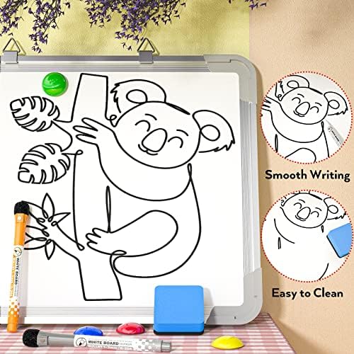 Nicpro Dry Erase Whiteboard A3, 40 x 30 cm Magnetic Double Sided Hanging White Board with Aluminum Frame, 8 Pens, 1 Eraser, 4 Magnets for Kid Writing & Drawing, Student School, Classroom, Home Use