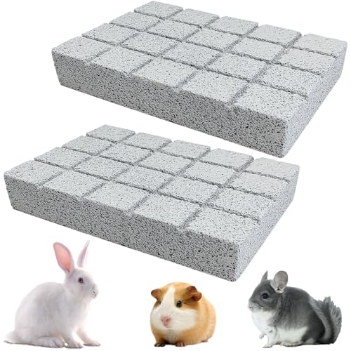 Hamiledyi 2PCS Rabbit Scratching Pads Bunny Lava Grinding Claw Pads Small Animal Foot Pads Hamster Scratch Board Chew Toys for Gerbil Chinchilla Hedgehog Guinea Pig Cage Accessories