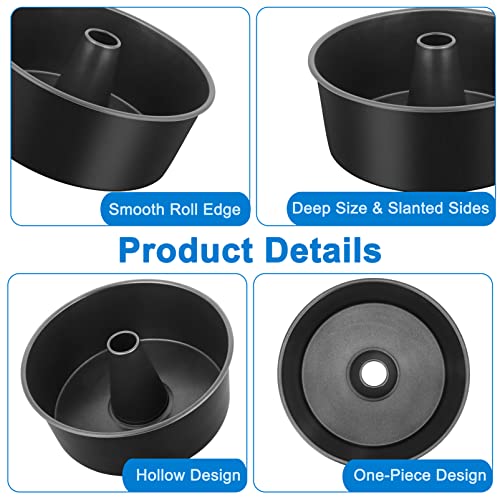 Image of TeamFar 10 Inch Angel Food Cake Pan, Non-Stick Coating Stainless Steel Core Pound Cake Pan with Tube, Healthy & Heavy-Duty, One-piece & Hollow Design, Release Easily & Easy Clean, Set of 2