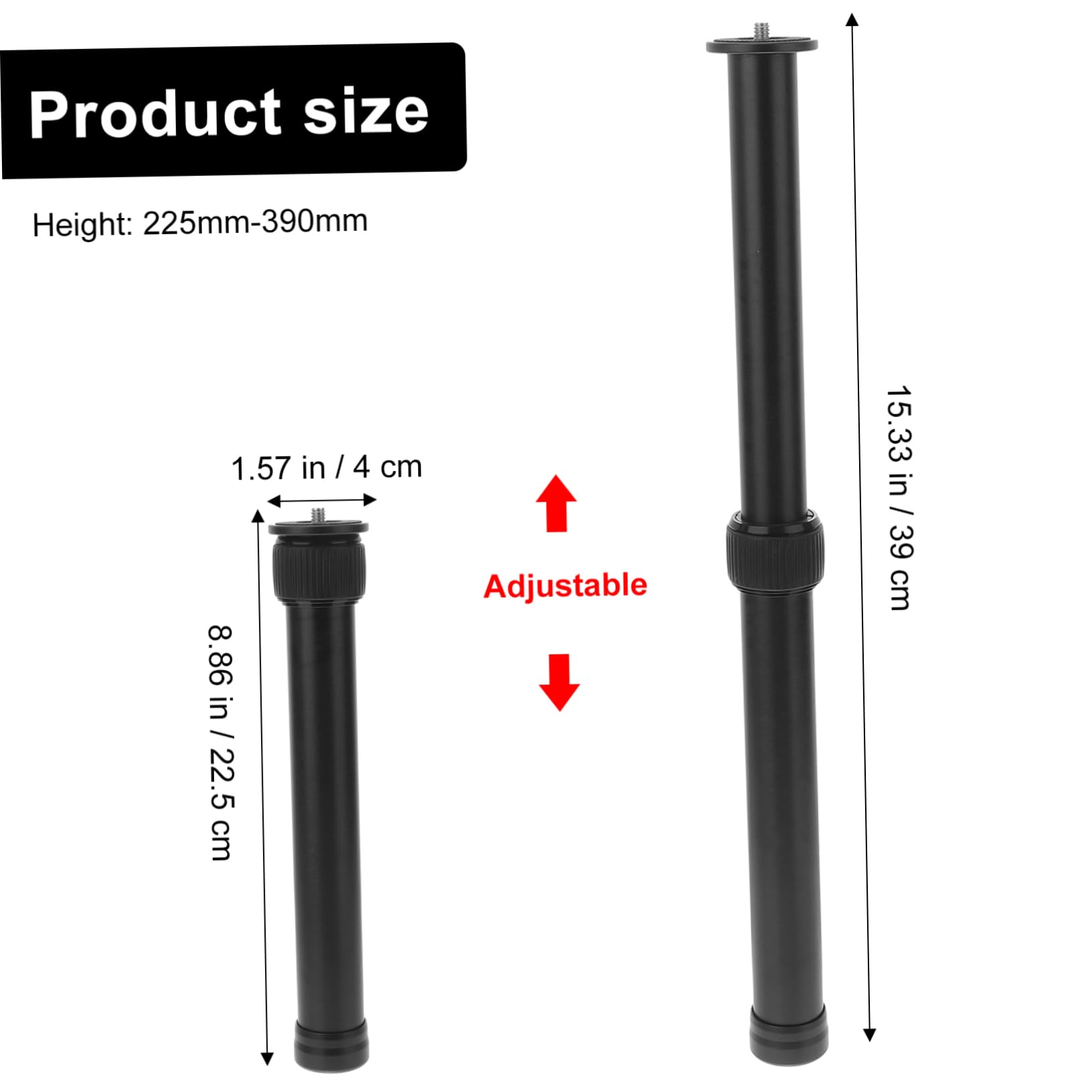 EXCEART Bras Extension pour Trépied Alliage Aluminium Perche pour Appareil Photo Tube Extension pour Stabilisateur De Cardan