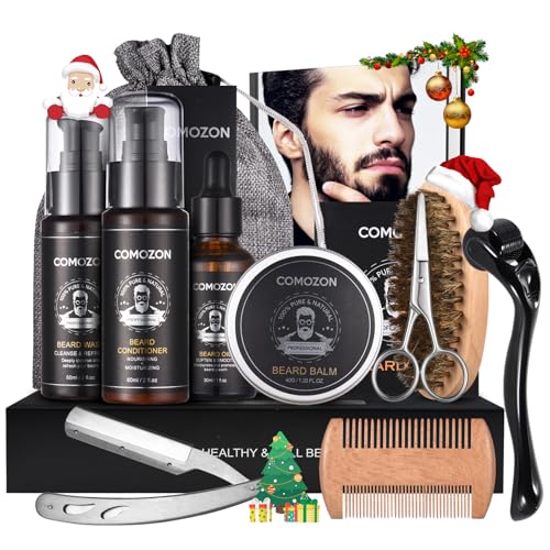 Comozon 12-in-1 Bartpflege Set mit Bart Roller, Beard Growth Kit mit...