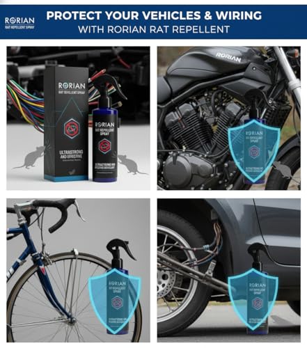 Image of RORIAN Rat Repellent Spray for Cars, Natural Mint Scent Engine Bay Protection, Non-Toxic Rodent Deterrent, Cruelty-Free & No-Kill Solution (200ml)