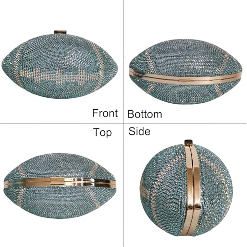 Image of Women Rhinestone Football Shaped Handbag Chain Crossbody Shoulder Bag Football Purse | Rugby, Unique, Novelty, Football