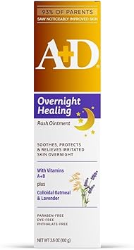 A+D Overnight Healing Diaper Rash Ointment - Soothes, Protects & Relieves Diaper Rash Overnight with Lavender & Colloidal Oatmeal - Healing Ointment for Red, Itchy, Irritated Skin - 3.6oz