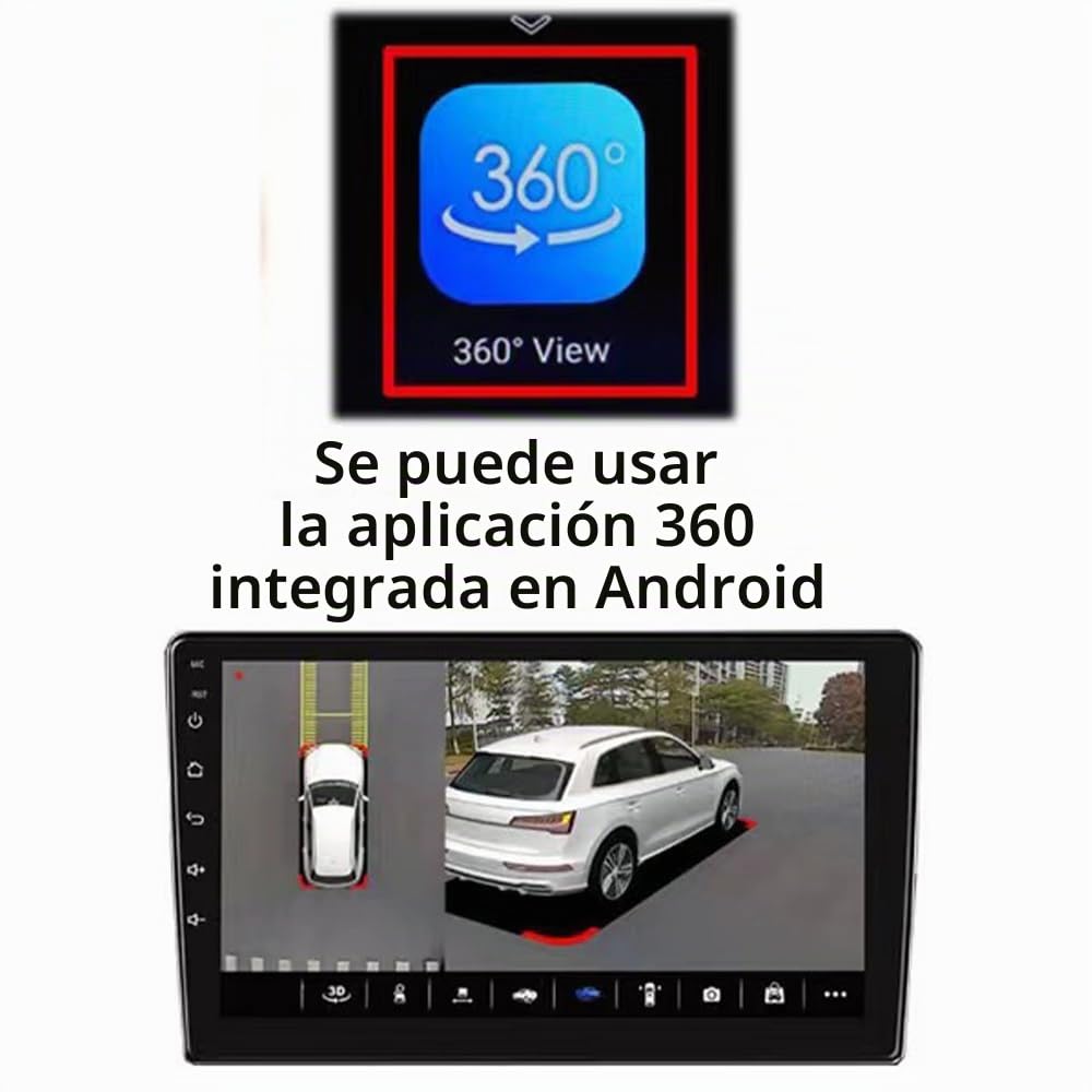 Cámara panorámica 3D para coche, 360 grados, AHD 1080P, Starlight, visión nocturna, frontal, trasera, izquierda, derecha, 360°, kit de cámara para coche, Android, navegación GPS, radio estéreo