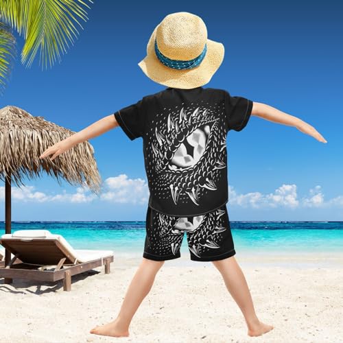 Image of visesunny Boys Hawaiian Shirt and Short Set Summer Outfit Kids 2 Piece Clothes Set 3-10Y