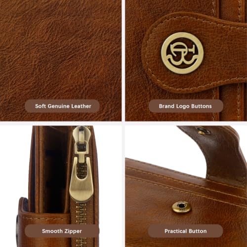 Image of Leather Wallet Women,RFID Blocking Small Wallet for Women Bifold Compact Slim Card Holder Wallet With Zipper Coin Pocket(Deepbrown)
