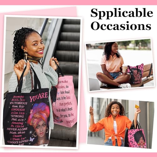 Image of Silkfly 4 Pack African American Tote Bags Gifts for Black Women Shoulder Handbag Afro Satchel Sister Bag for Work Travel