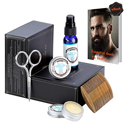 BFWood Beard Care Kit - Beard Comb - Beard Scissors - Beard Oil 30ml - Unscented Beard Balm 30g