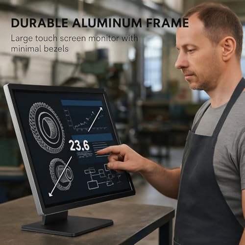 Image of ANGEL POS 23.6 inch Commercial Grade Metal Housing Capacitive LED Capacitive Multi-Touch HDMI VGA Monitor 16:9 Display 1920 x1080, Splash Proof Touchscreen, Industrial, Office, Retail, Restaurant