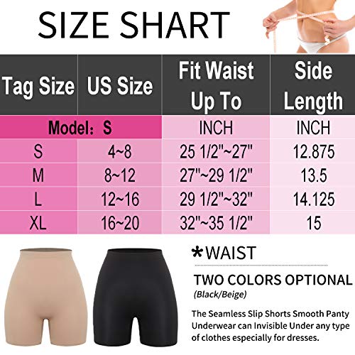 SLIMBELLE Slip Shorts for Under Dresses Seamless Womens Sike Shorts Shaper Underwear Black L - Thumbnail 3