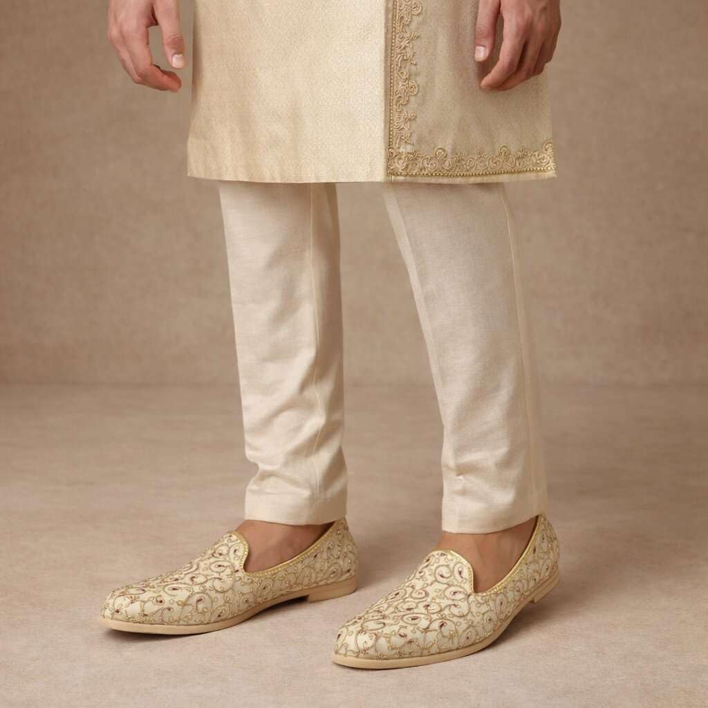 Stop n Style Punjabi Jutti for Men Sherwani Shoes Mens Loafers Dress Wedding Shoe Slip On Flats