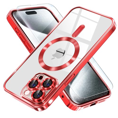 Image of Misea Magnetic for iPhone 15 Pro Case Compatible with MagSafe Red