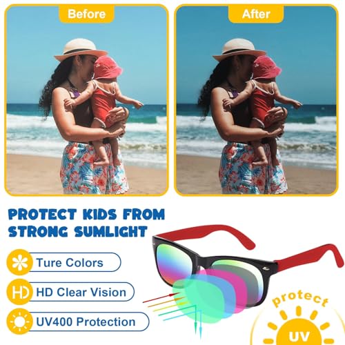 Cocurb 16 Pack Kids Sunglasses Party Favors Children Sunglasses Bulk Neon with UV 400 Protection Present for Boys and Girls Birthday Beach Pool Party Supplies4