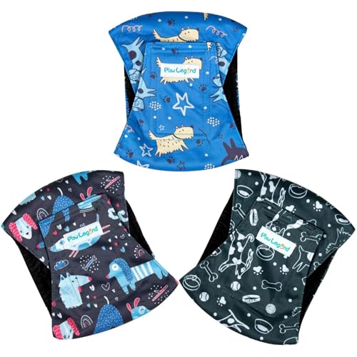 Image of Paw Legend Washable Dogs Diapers Male Dog Belly Bands for Male Dogs Diapers Reusable Puppy & Doggie Diapers Male (3 Pack, XX-Large)