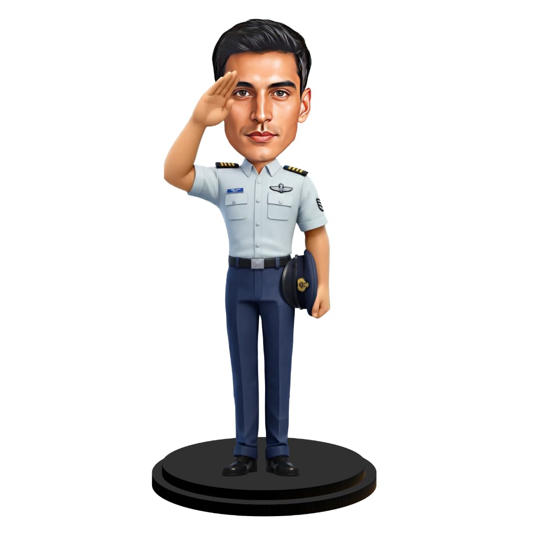 Laser Gift studio Air Army Caricature Standee – Personalized Air Force Character Stand, Pilot & Air Warrior Theme Desk Decor, Unique Military Gift for Men-image-10