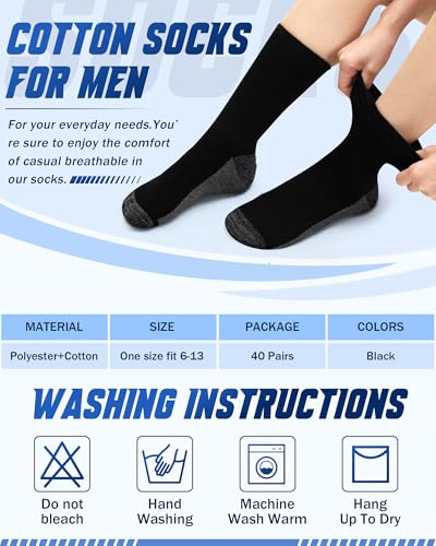 24 Pairs Cushioned Crew Socks for Men Breathable Athletic Socks Bulk Outdoor Sports for Men 6-13 Work Running2