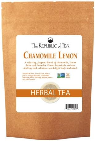The Republic of Tea Chamomile Lemon Herbal Tea Bulk, 250 Tea Bags, Caffeine-Free Tea With Valerian Root