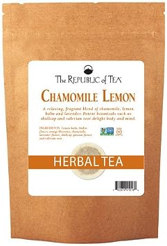 The Republic of Tea Chamomile Lemon Herbal Tea Bulk, 250 Tea Bags, Caffeine-Free Tea With Valerian Root