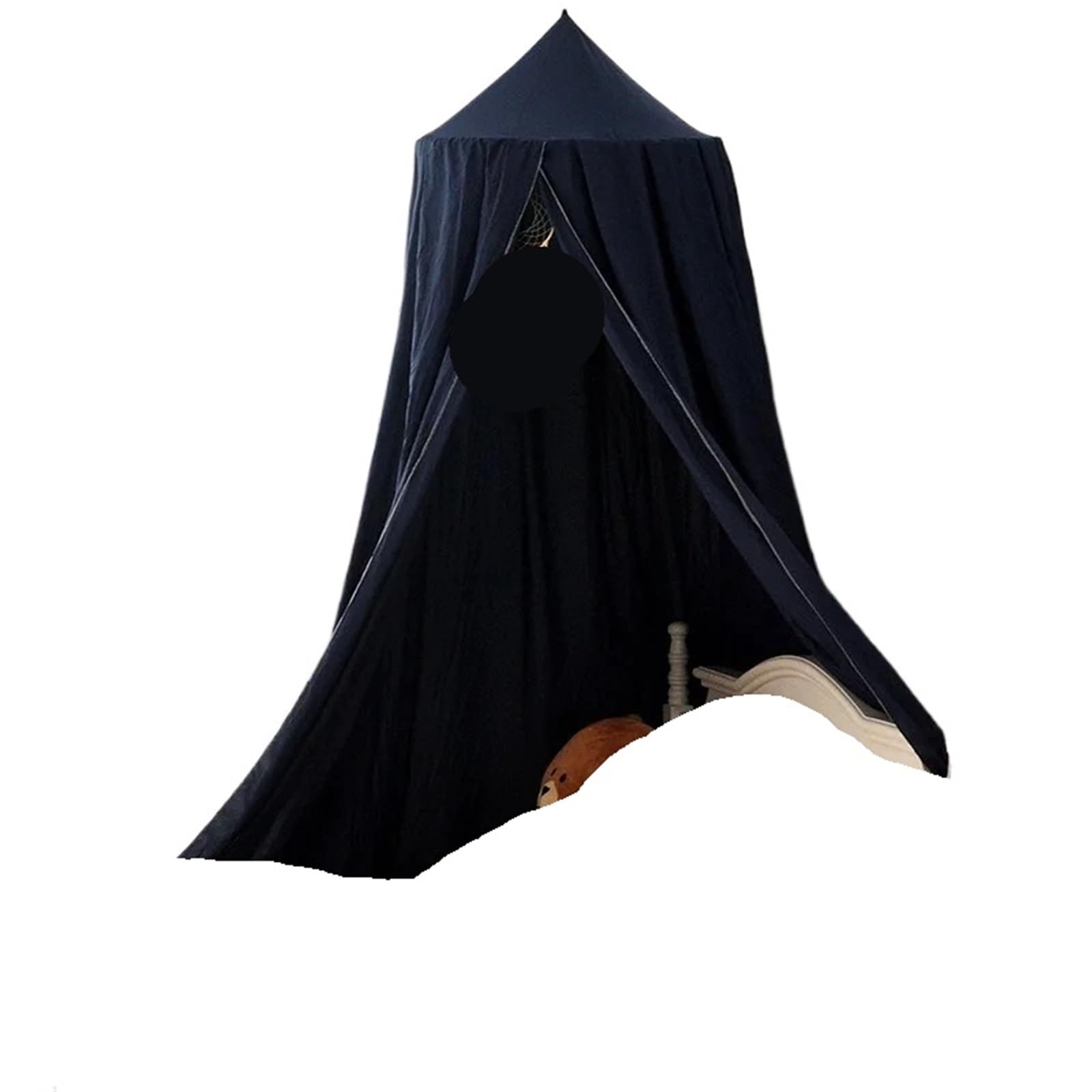 LSNNMU Mosquito Net Bed Canopy Curtain Tent Hanging Round Play Room Decor For Bed(Dark Blue)