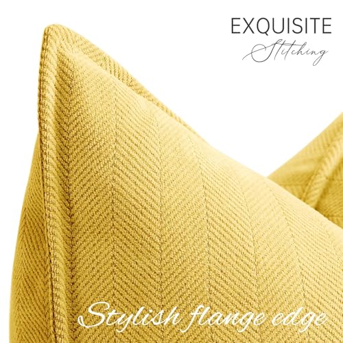 ZWJD Yellow Pillow Covers 12x20 Set of 2 Chenille Throw Pillow Covers with Elegant Design Soft and Luxurious Decorative Throw Pillows for Couch, Bed, and Home Decor
