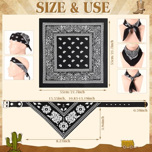 Image of Chicingyou Cat Dog Bandana Collar & Owner Matching Paisley Pattern Bandana Women Headband Square Scarf Headwear Puppy Scarf for Small Dog Adjustable Cat Collar Triangle Neckerchief Handkerchief(Black)
