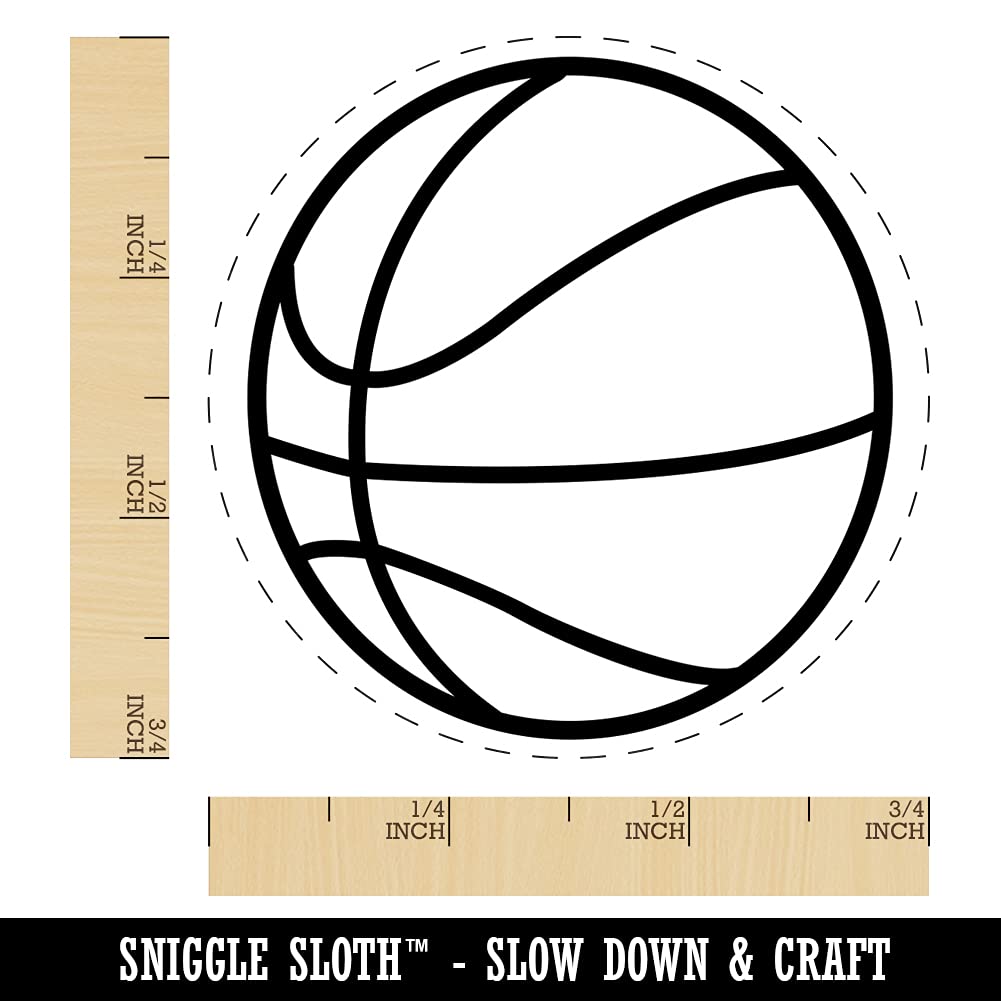 Basketball Sport Self-Inking Rubber Stamp Ink Stamper for Stamping Crafting Planners - 3/4 Inch Small - Black Ink