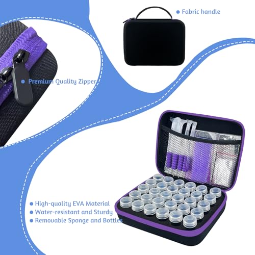 Image of 30 Slot Diamond Art Storage Box | Black Bead Organizer Case with Drill Tools, Portable Craft Box, For 5D DIY Art Kits