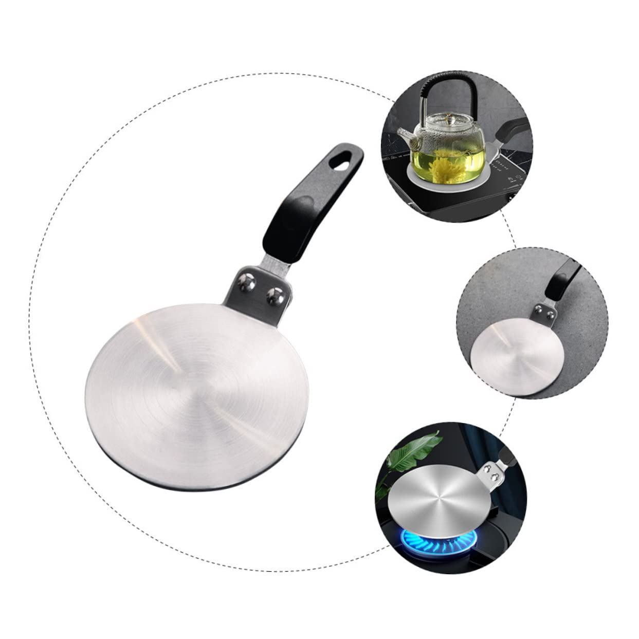 LABRIMP Placa Difusora de Inducción de Acero Inoxidable, Adaptador Redondo para Cafetera, Distribución Uniforme del Calor, Uso en Cocina y Gas