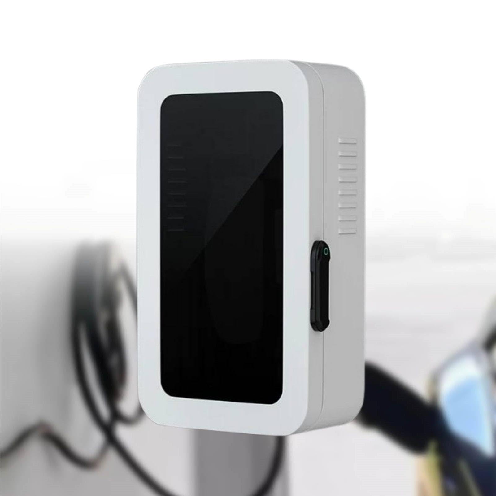 MhWrughts Wall Charger Station Box for Tesla Wall Connector and ChargePoint, Weatherproof EV Charger Enclosure with Lock and Cable Storage for Home Outdoor Use White-PasswordB