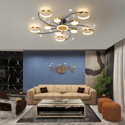 Plafonnier LED cristal dimmable avec télécommande pour salon moderne - 2