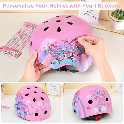 Image of Kids Bike Helmet Adjustable Youth Toddler Helmet with DIY Stickers for Girls Age 3-5-8-14 Years for Bicycle Scooter Skateboard Roller Skating
