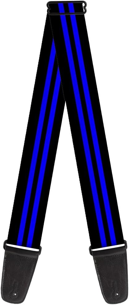 Buckle-Down Guitar Strap Stripe Black Blue 2 Inches Wide
