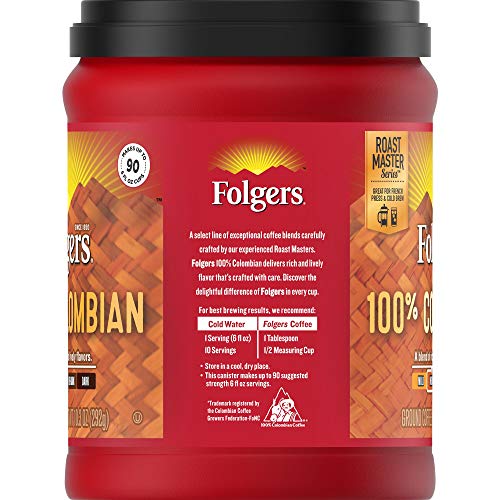 Image of Folgers 100% Colombian Medium Roast Ground Coffee, 10.3 Ounces