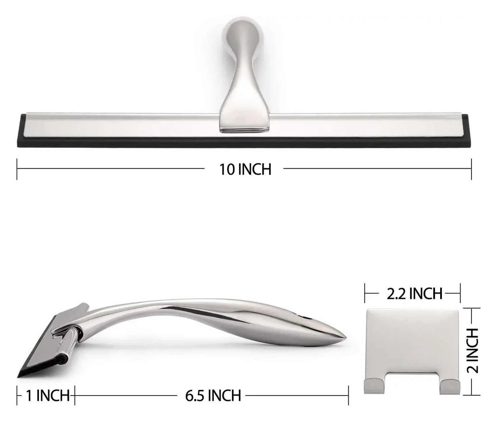 Duschabzieher Allzweck-Duschabzieher for Duschtüren, Badezimmerfenster und Autoglas, Edelstahl, 10 Zoll, Reinigung des Badezimmers
