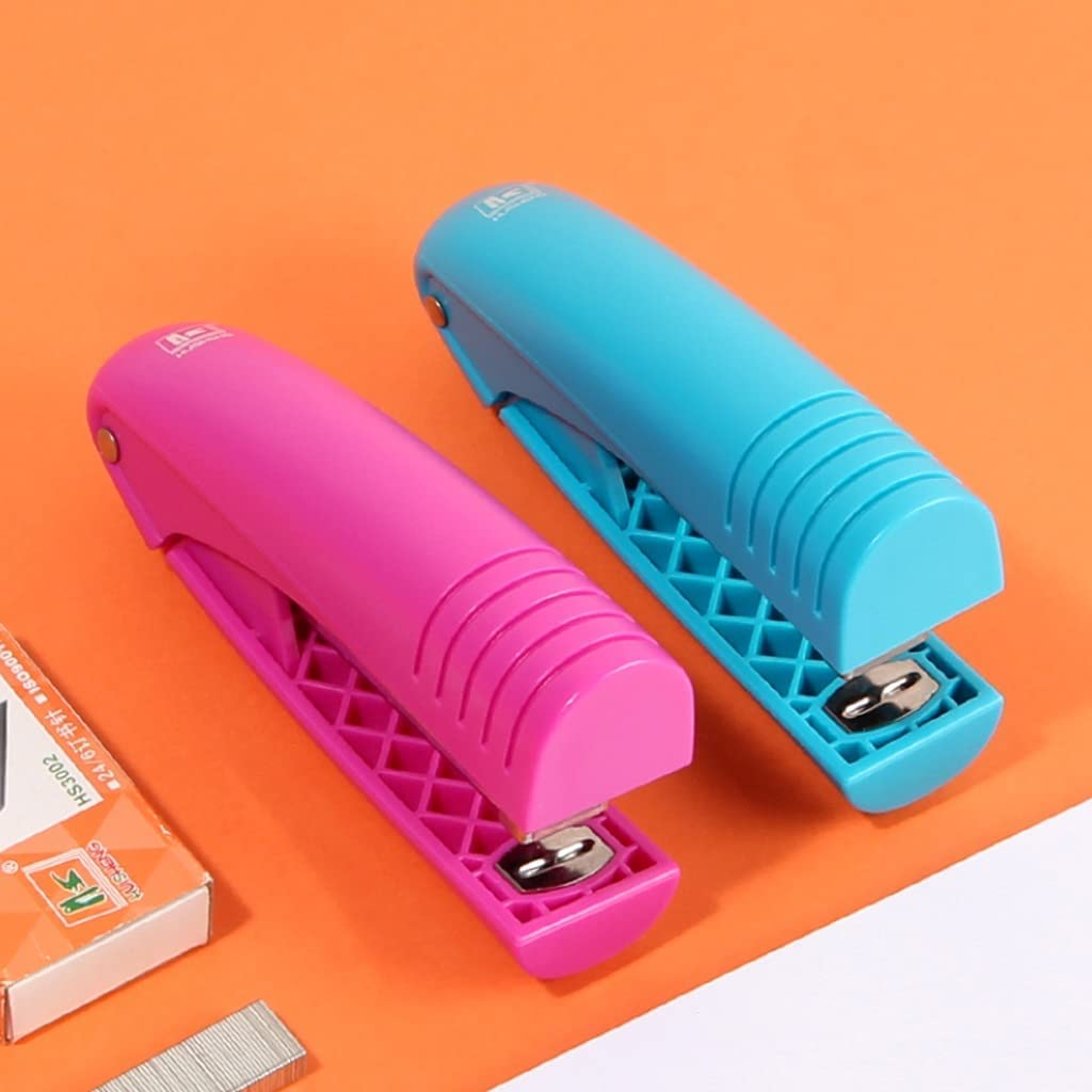 Hefter, Mini-Hefter, 24/6 26/6, 25 Blatt Papierkapazität, langlebiger Handheftgerät für Büro, Schreibtisch oder Heimbürobedarf S (Farbe: Blau, Größe: ohne Heftklammern) (Farbe: Blau, Größe: Ohne S