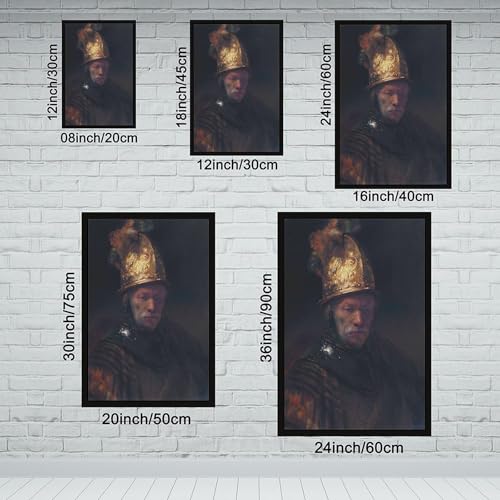 Toile Rembrandt Homme au casque doré cadre décoration murale salon tableau peinture 20x30 - 2