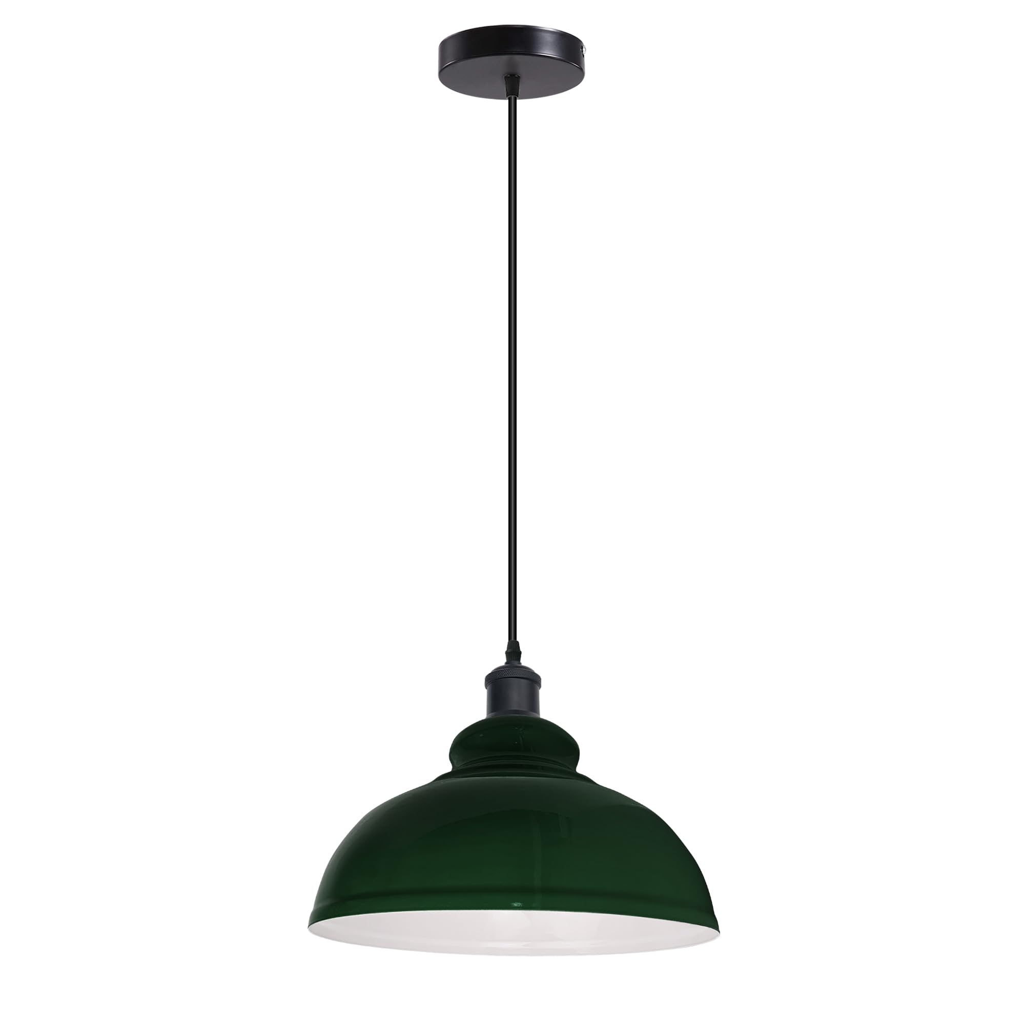 LEDSone Vintage Pendant Dome Light Shade Industrial Hanging Pendant Light Ceiling Lighting for Dining Room, Bar, Clubs and Restaurants (Green, with Bulb)